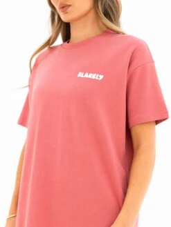 Cloud Print Oversized T-Shirt - Sunrise Coral -BLAKELY CLOTHING SHOP 3126 3CORAL05D