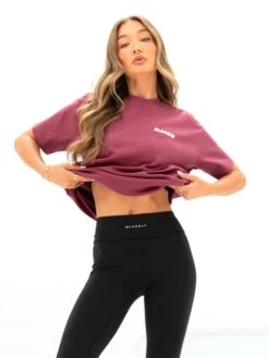 Cloud Print Oversized T-Shirt - Dark Pink 3 Cloud Print Oversized T-Shirt - Dark Pink -BLAKELY CLOTHING SHOP 3126 3DARKPINK05D