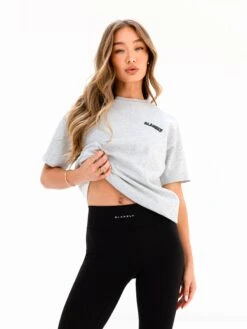 Cloud Print Oversized T-Shirt - Marl Grey -BLAKELY CLOTHING SHOP 3126 3MARL04D