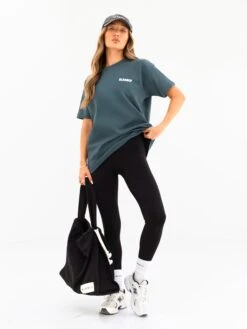 Cloud Print Oversized T-Shirt - Teal Green -BLAKELY CLOTHING SHOP 3126 3TEAL01D