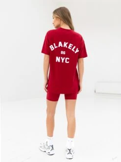 NYC Oversized T-Shirt - Cherry Red -BLAKELY CLOTHING SHOP 3128WRED01D