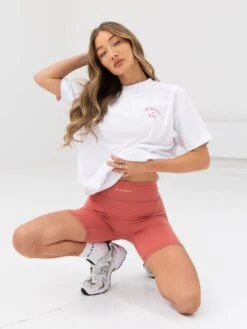 NYC Oversized T-Shirt - White & Sunrise Coral -BLAKELY CLOTHING SHOP 3140WCORAL02D