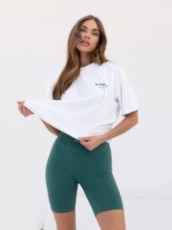 Crest Oversized T-Shirt - White & Pine Green -BLAKELY CLOTHING SHOP 3141WPINE 01D
