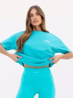 NY Crest Oversized T-Shirt - Aqua -BLAKELY CLOTHING SHOP 3142WAQUA05D