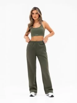 Isabel Wide Leg Sweatpants - Khaki Green -BLAKELY CLOTHING SHOP 3304KHAKI05D