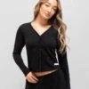 Soft Waffle Cardigan - Black -BLAKELY CLOTHING SHOP 3307Black 02LEADD