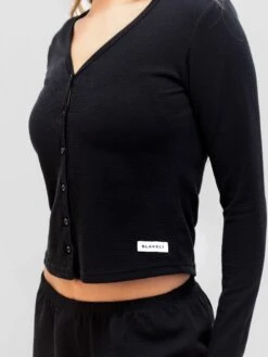 Soft Waffle Cardigan - Black -BLAKELY CLOTHING SHOP 3307Black 04D