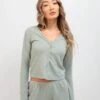 Soft Waffle Cardigan - Sage Green -BLAKELY CLOTHING SHOP 3307Sage 05LEADD