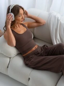 Soft Waffle Vest Top - Brown -BLAKELY CLOTHING SHOP 3388BROWND 1