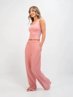 Soft Waffle Vest Top - Rose Pink 4 Soft Waffle Vest Top - Rose Pink -BLAKELY CLOTHING SHOP 3388Pink 04D