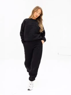 Tonal Varsity Oversized Jumper - Black 4 Tonal Varsity Oversized Jumper - Black -BLAKELY CLOTHING SHOP 3444WBLACK01D