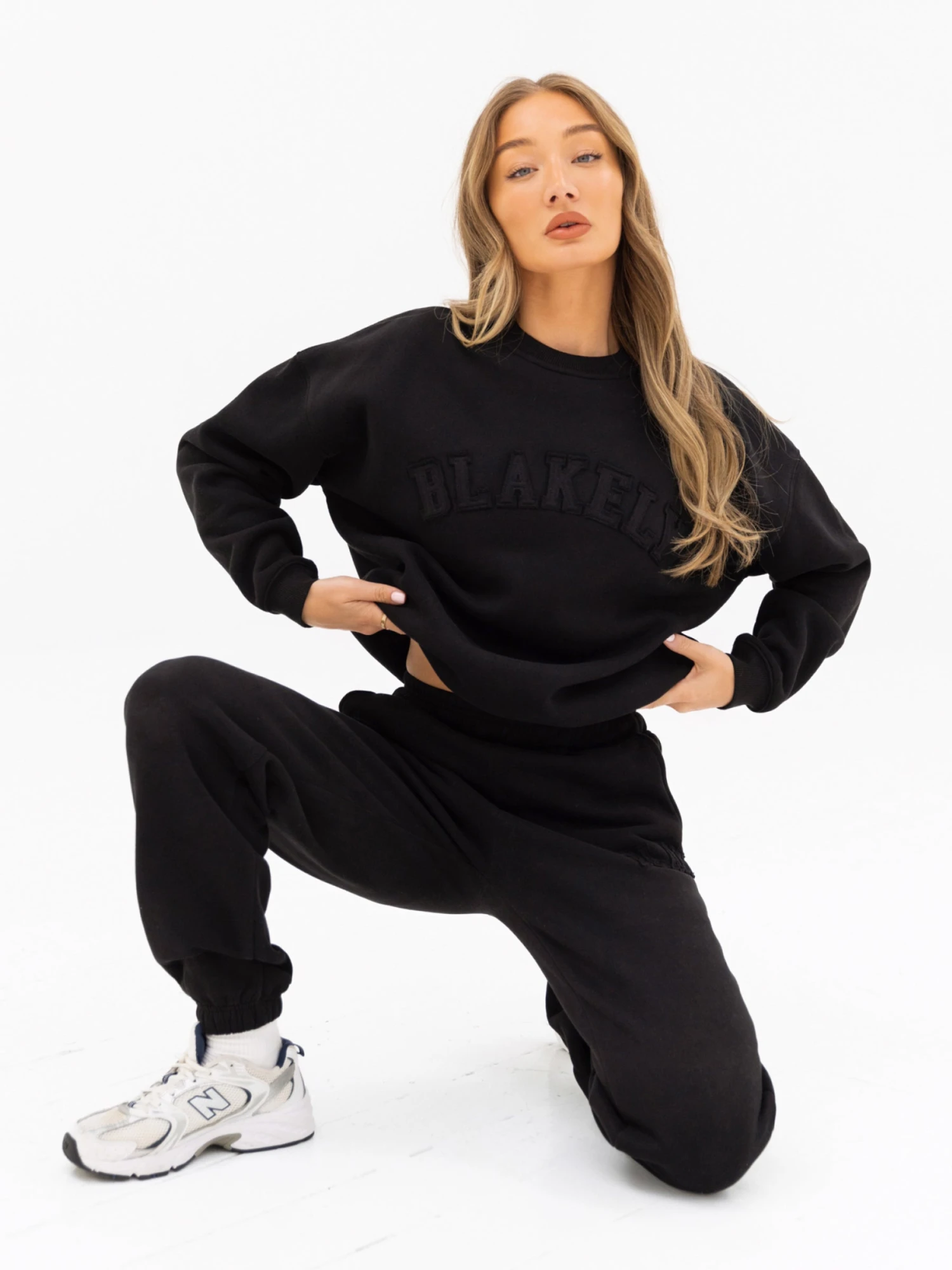Tonal Varsity Oversized Jumper - Black Tonal Varsity Oversized Jumper - Black -BLAKELY CLOTHING SHOP 3444WBLACK05D