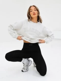 Tonal Varsity Oversized Jumper - Marl White -BLAKELY CLOTHING SHOP 3444WMARL03D