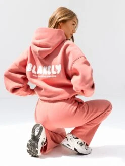 Cloud Print Wide Leg Sweatpants - Sunrise Coral -BLAKELY CLOTHING SHOP 3470CORAL02D