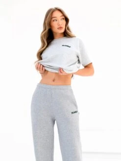 Cloud Print Wide Leg Sweatpants - Marl Grey -BLAKELY CLOTHING SHOP 3470MARL01D