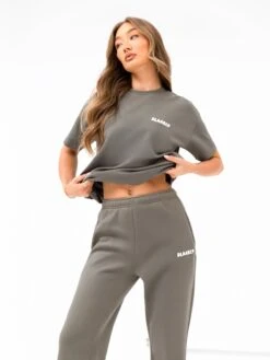 Cloud Print Wide Leg Sweatpants - Safari Green -BLAKELY CLOTHING SHOP 3470SAFARI02D