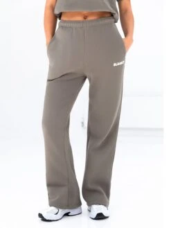 Cloud Print Wide Leg Sweatpants - Safari Green