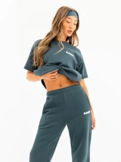 Cloud Print Wide Leg Sweatpants - Teal Green 7 Cloud Print Wide Leg Sweatpants - Teal Green -BLAKELY CLOTHING SHOP 3470TEAL04D