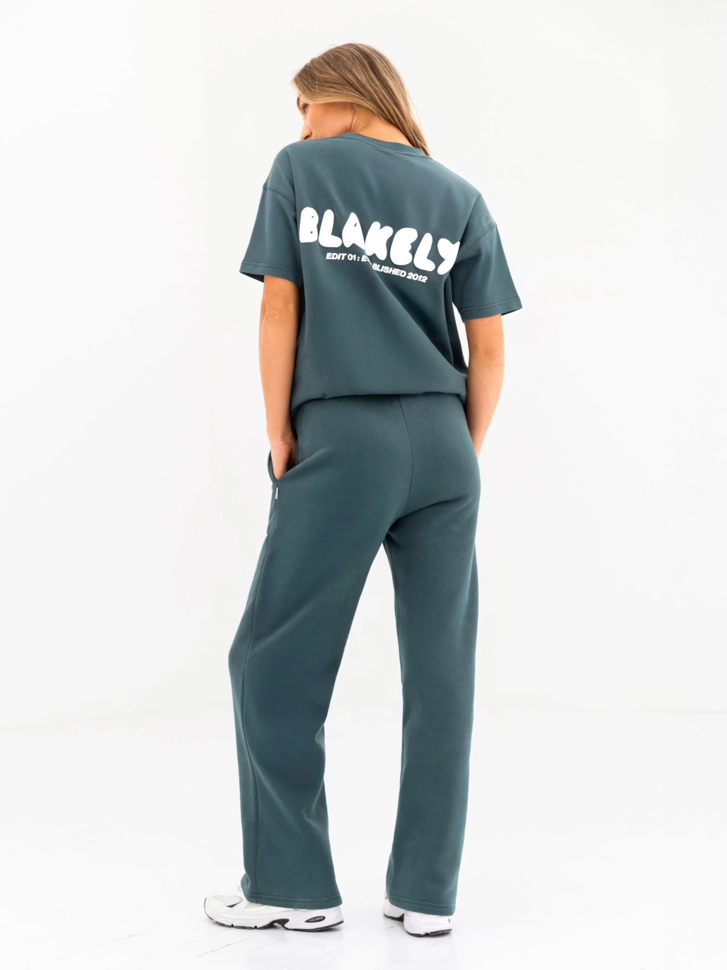 Cloud Print Wide Leg Sweatpants - Teal Green Cloud Print Wide Leg Sweatpants - Teal Green -BLAKELY CLOTHING SHOP 3470TEAL05D