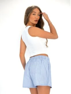 Elodie Stripe Shorts - Blue -BLAKELY CLOTHING SHOP 3641BLUE05D