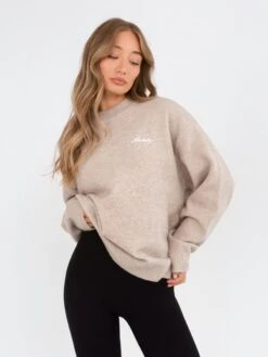 Oversized Knitted Jumper - Toasted Taupe -BLAKELY CLOTHING SHOP 6041Beige 02D
