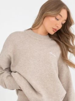 Oversized Knitted Jumper - Toasted Taupe -BLAKELY CLOTHING SHOP 6041Beige 07D