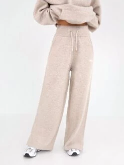 Knitted Wide Leg Sweatpants - Toasted Taupe -BLAKELY CLOTHING SHOP 6066Beige 05D