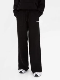 Knitted Wide Leg Sweatpants - Black -BLAKELY CLOTHING SHOP 6066Black 03D
