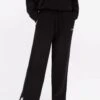 Knitted Wide Leg Sweatpants - Black