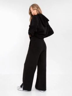 Knitted Wide Leg Sweatpants - Black -BLAKELY CLOTHING SHOP 6066Black 06D