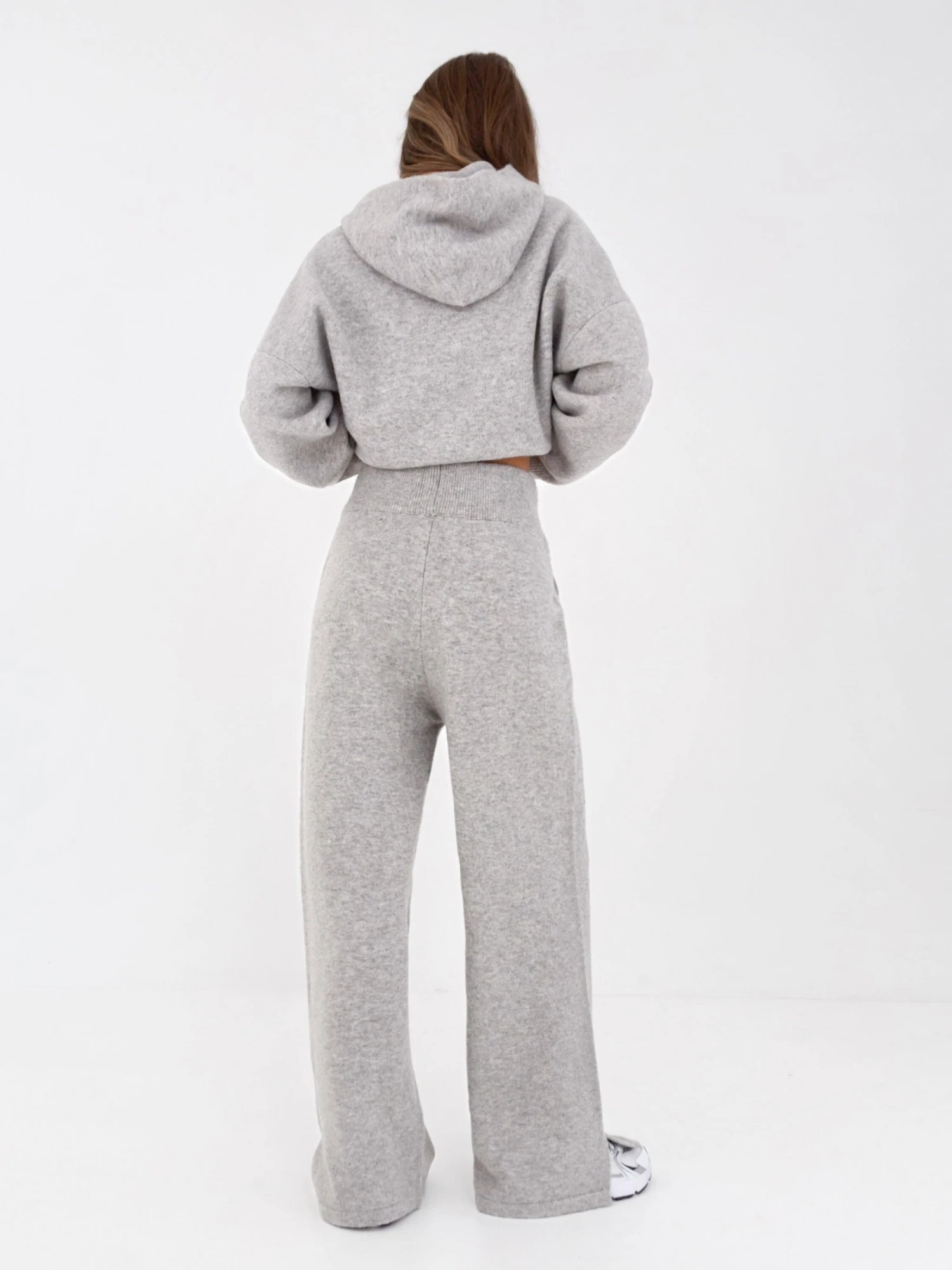 Knitted Wide Leg Sweatpants - Marl Grey Knitted Wide Leg Sweatpants - Marl Grey -BLAKELY CLOTHING SHOP 6066Grey 01D