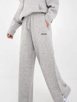 Knitted Wide Leg Sweatpants - Marl Grey 4 Knitted Wide Leg Sweatpants - Marl Grey -BLAKELY CLOTHING SHOP 6066Grey 02D
