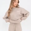 Oversized Knitted Hoodie - Toasted Taupe -BLAKELY CLOTHING SHOP 6067Beige 01LEADD