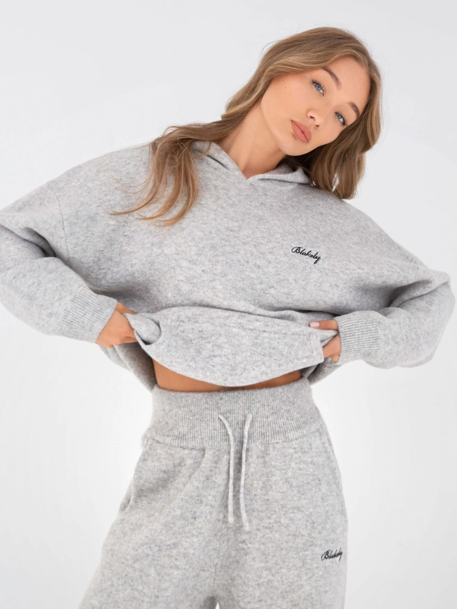Oversized Knitted Hoodie - Marl Grey Oversized Knitted Hoodie - Marl Grey -BLAKELY CLOTHING SHOP 6067Grey 03LEADD