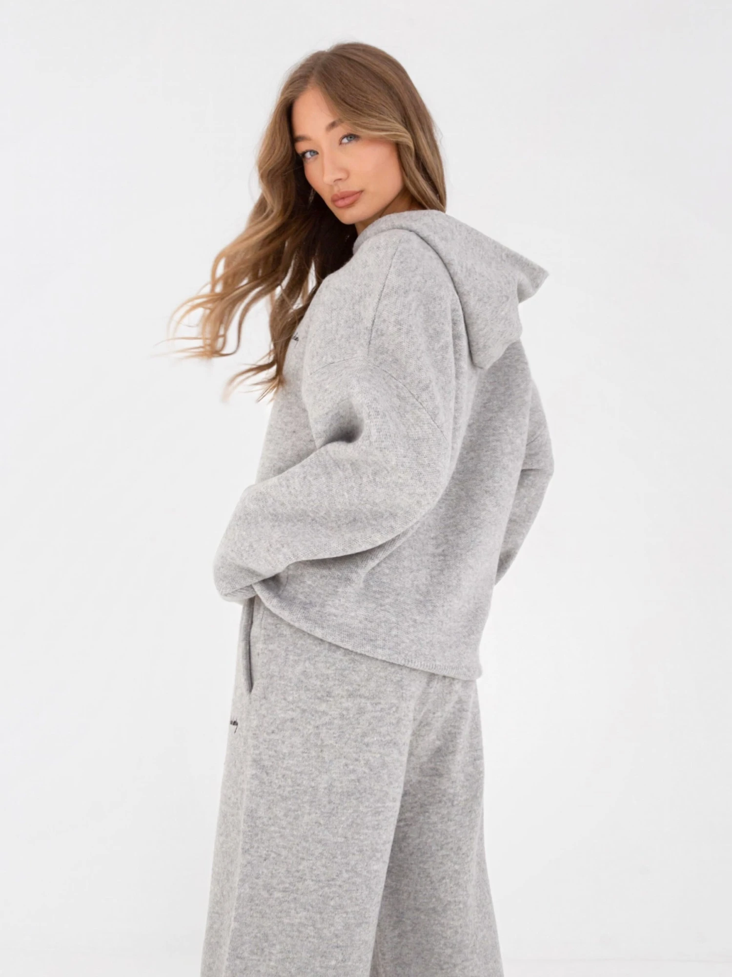Oversized Knitted Hoodie - Marl Grey Oversized Knitted Hoodie - Marl Grey -BLAKELY CLOTHING SHOP 6067Grey 04D
