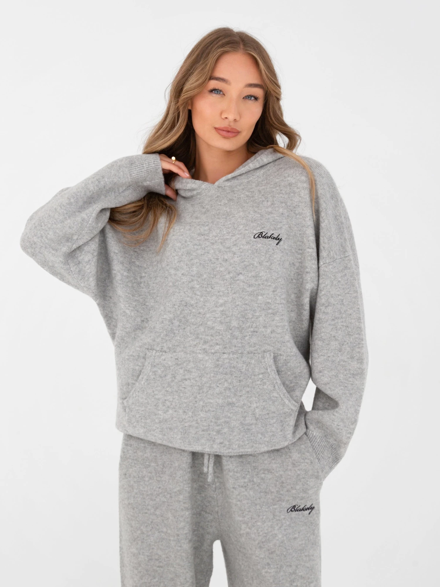 Oversized Knitted Hoodie - Marl Grey Oversized Knitted Hoodie - Marl Grey -BLAKELY CLOTHING SHOP 6067Grey 07D 17b10e4d 3ef8 468d 90fd 92a32138baba