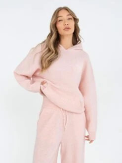 Oversized Knitted Hoodie - Marshmallow Pink -BLAKELY CLOTHING SHOP 6067Pink 04D