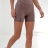 Studio Crossover Shorts - Mauve Brown 2 Studio Crossover Shorts - Mauve Brown -BLAKELY CLOTHING SHOP B601LightBrown 02LEADD