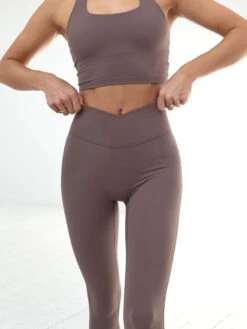 Studio Crossover Leggings - Mauve Brown -BLAKELY CLOTHING SHOP B602LightBrown 07D