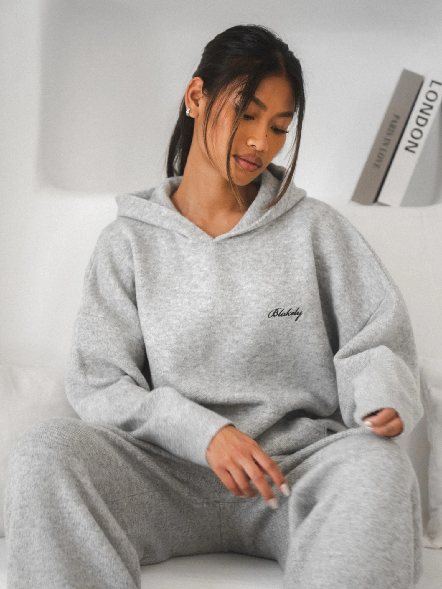 Oversized Knitted Hoodie - Marl Grey Oversized Knitted Hoodie - Marl Grey -BLAKELY CLOTHING SHOP Brand 25D 1