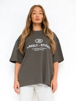Madison Ultra Oversized T-Shirt - Khaki Brown -BLAKELY CLOTHING SHOP CBBRANDWOMENSD 12