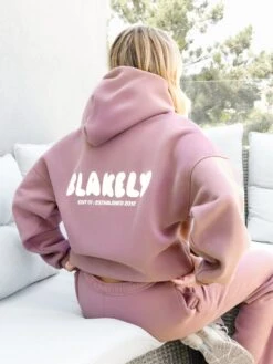 Cloud Print Oversized Hoodie - Dusty Pink -BLAKELY CLOTHING SHOP DUSTYPINKBRAND