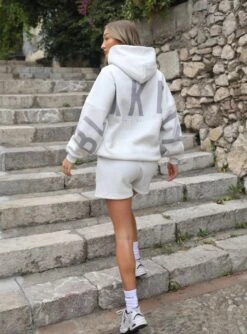 Isabel Oversized Hoodie - Marl White And Pale Lilac -BLAKELY CLOTHING SHOP Frame1