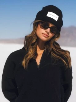 Label Knit Beanie - Black -BLAKELY CLOTHING SHOP H132BLACKD 1