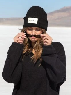 Label Knit Beanie - Black -BLAKELY CLOTHING SHOP H132BLACKD 2