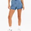 Blakely High Rise Denim Shorts - Mid Blue -BLAKELY CLOTHING SHOP J8003MIDBLUE06LEADD