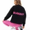 Amelie Oversized Jumper - Black & Pink -BLAKELY CLOTHING SHOP LEAD216PBLACK05D