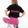 Amelie Ultra Oversized T-Shirt - Black & Pink -BLAKELY CLOTHING SHOP LEAD3619WBLACK05D