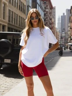 NYC Oversized T-Shirt - White & Cherry Red -BLAKELY CLOTHING SHOP NYC86BRANDD 10