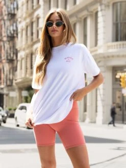 NYC Oversized T-Shirt - White & Sunrise Coral -BLAKELY CLOTHING SHOP NYC86BRANDD 22